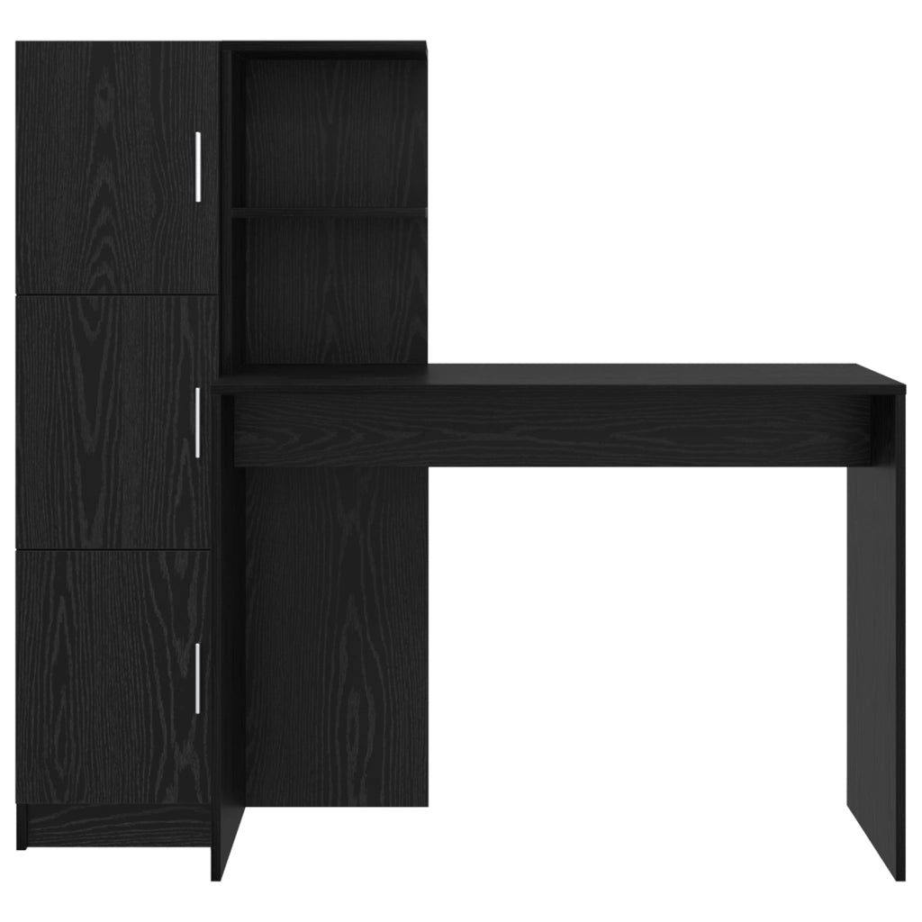 Scrivania con spazio di archiviazione Rovere Nero Legno Ingegnerizzato