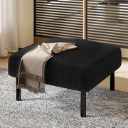 Pouf nero in velluto a coste con struttura in metallo