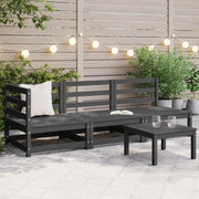 Set Divani da Giardino 3 pz Grigi in Legno Massello di Pino