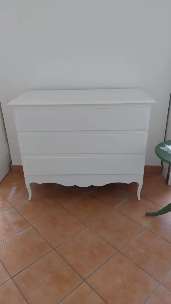 Como' 3 cassetti classico sagomato bianco 107x52x89 (1305) - Mobili 2G