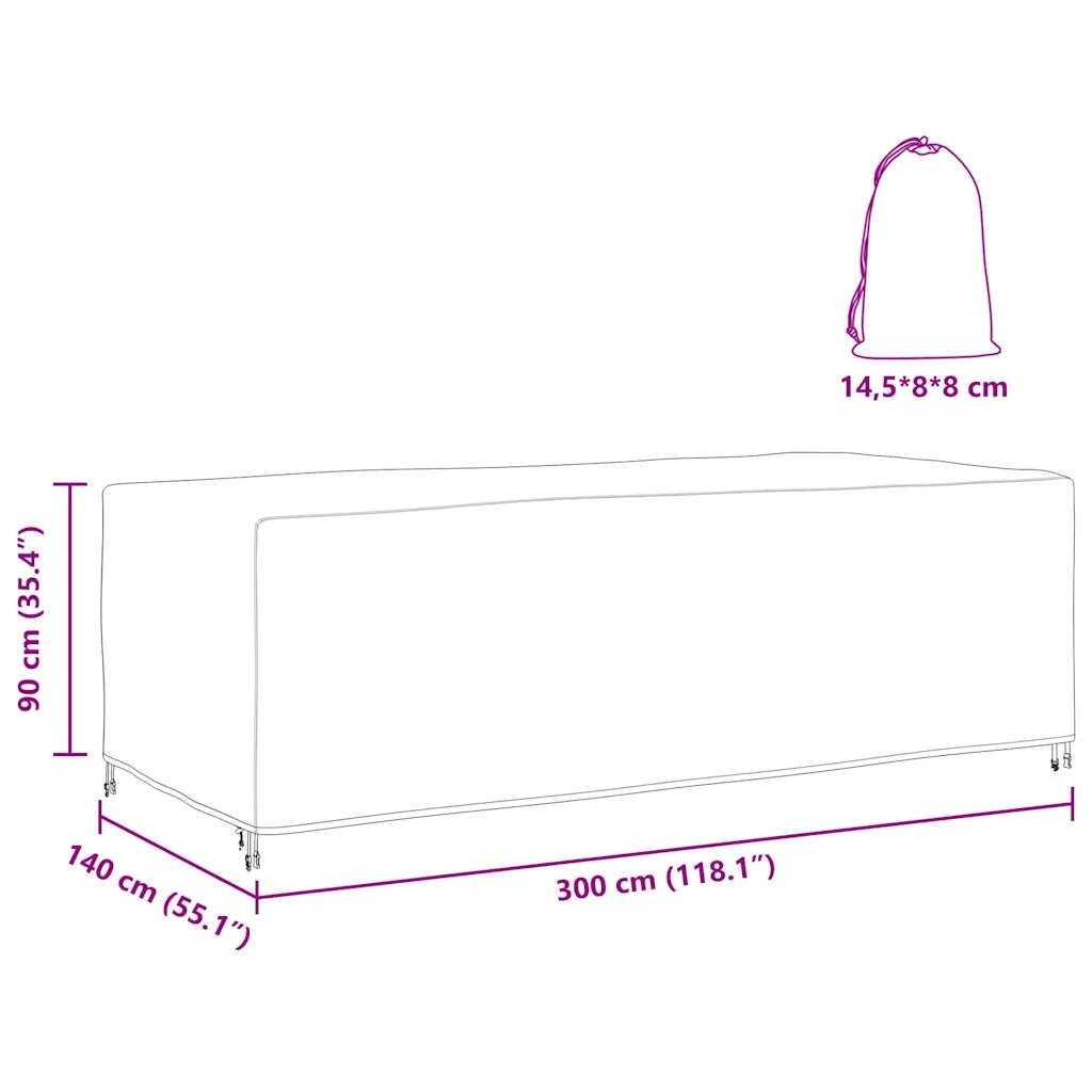 vidaXL Copertura per mobili da esterno Nero 300 x 140 x 90 cm 210D