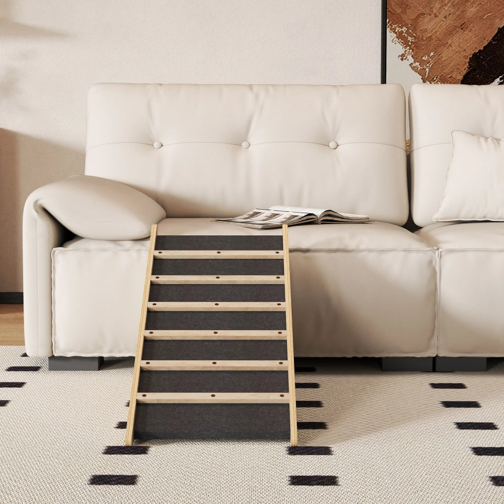 Scala per cani e gatti ¨C zephmum ¨C legno di pino, 90x40x45 cm, colore naturale e grigio