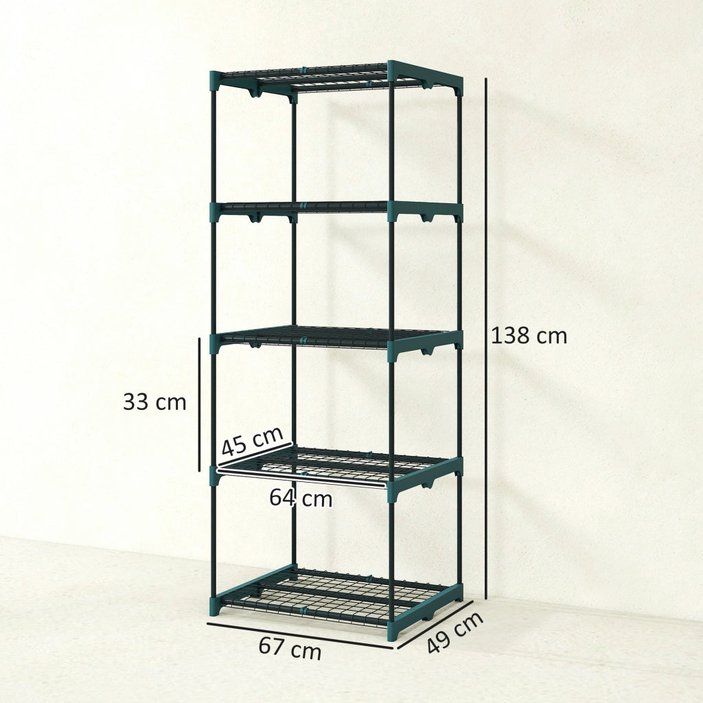 Scaffale porta piante 5 ripiani in metallo ¨C Xylo ¨C verde, 67x49x138 cm, interno/esterno