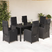 Set da Pranzo da Giardino 7 pz Nero con Cuscini in Polyrattancod mxl 113402