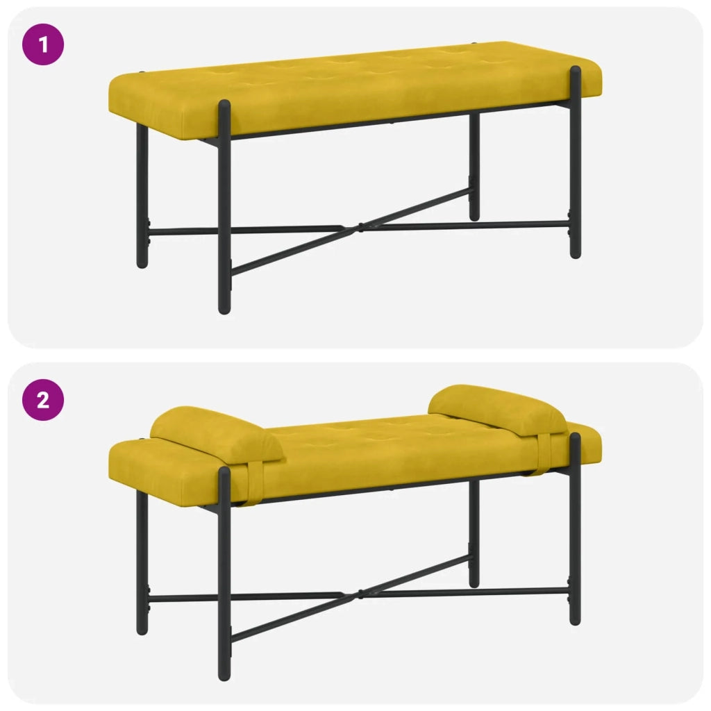 Panchina con bottoni e cuscini Giallo 110 x 40 x 46 cm Velluto 42038392