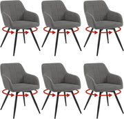 Set di 6 Sedie da Pranzo Girevoli, Sedie da Cucina Ergonomiche Imbottite in Velluto con Gambe in Metallo, Poltrone per Salotto, Ufficio, Camera da Letto, Balcone, Nero, EZS85sz-6
