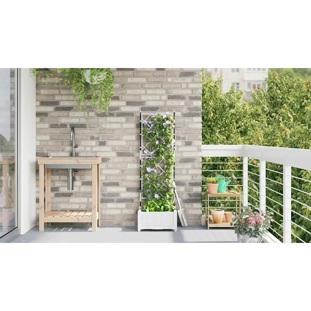 Vaso da giardino Bianco 40 x 40 x 125,5 cm Plastica 42002903