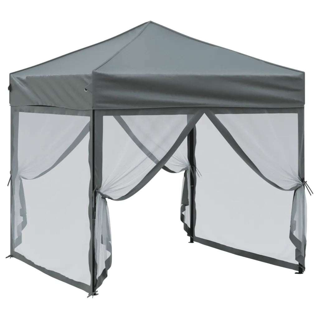 Tenda per Feste Pieghevole con Pareti Laterali-Tenda Gazebo Antracite 2x2 m 407612