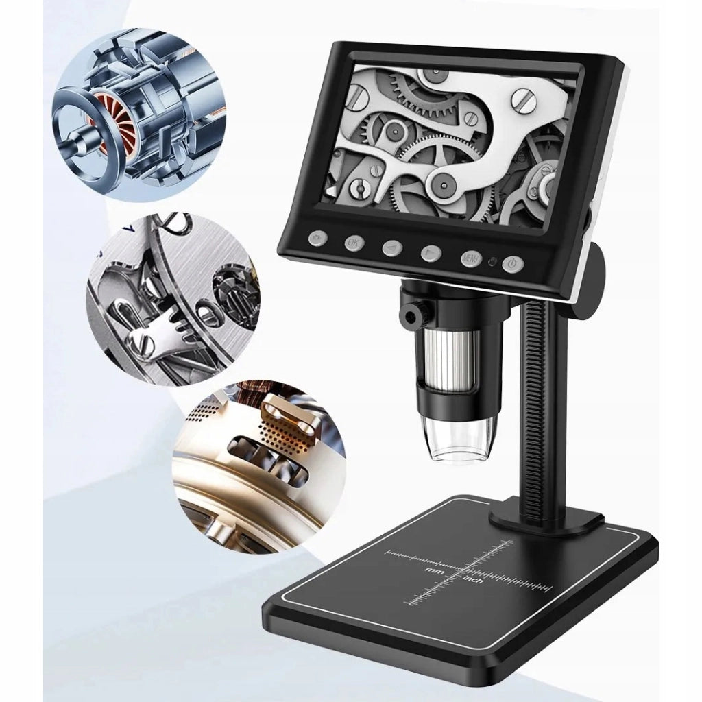 Mikroscopio Digitale con Display 4,3" + Stazione Saldante 2in1 – Ingrandimento 40X-1000X, 8 LED, Potenza 660W, USB