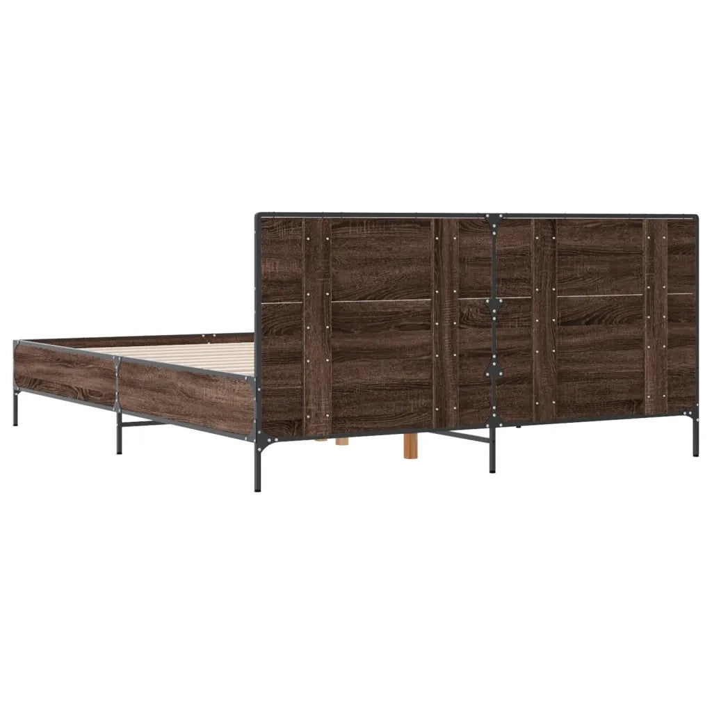 Giroletto-Struttura Letto Rovere Marrone 140x200cm in Legno Multistrato Metallo 828377