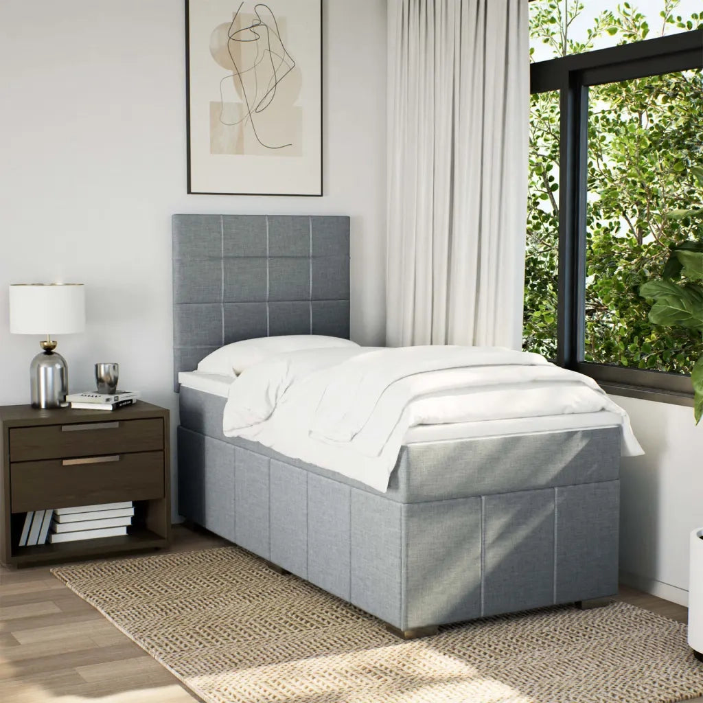 vidaXL Giroletto a Molle con Materasso Grigio Chiaro 80x200 cm Tessuto