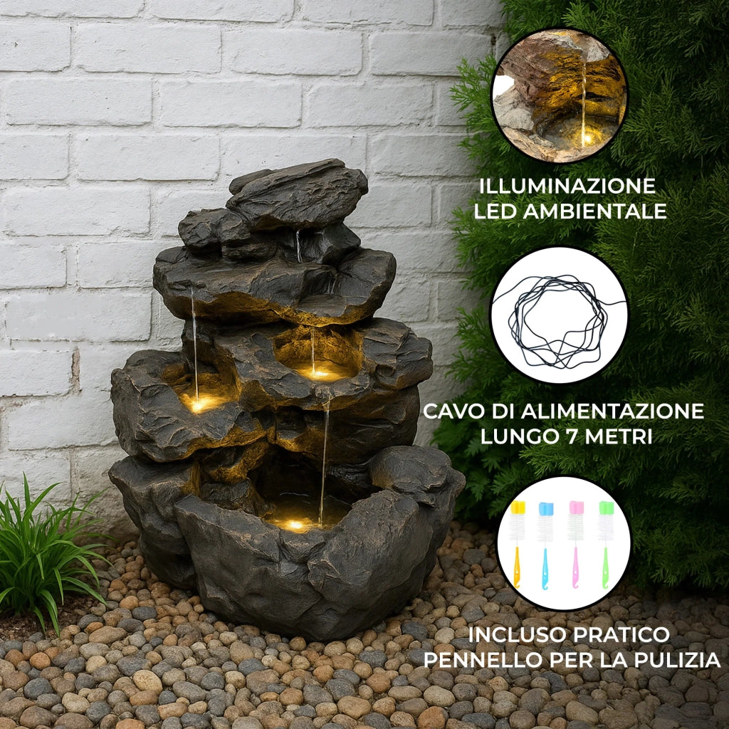 Fontana da Giardino Elettrica con LED e Cascata – Rustic Rapids