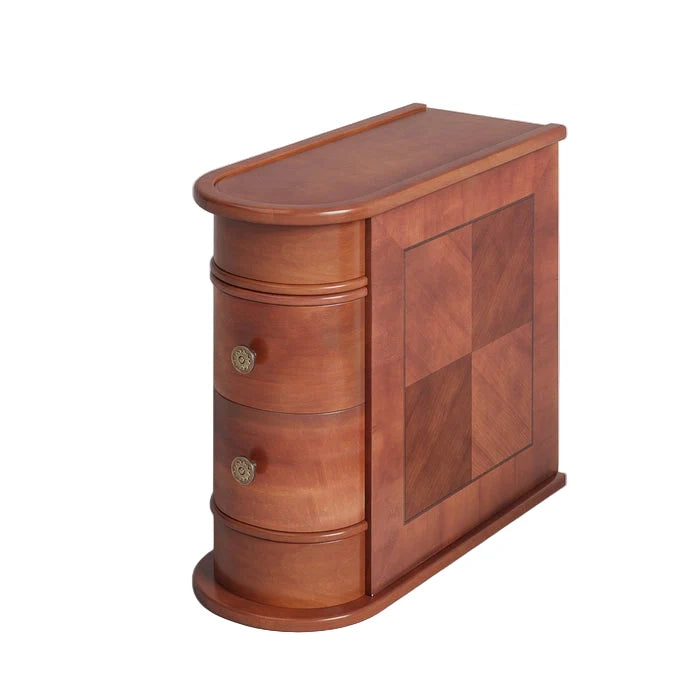 Tavolino laterale in legno color noce con 2 cassetti 60x27x60 cm