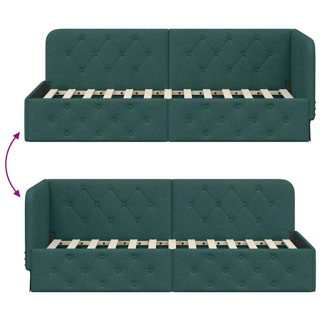 Cornice del letto ad angolo Verde Scuro 80 x 200 cm Tessuto 42016483