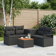 Set di divani 6 pz Nero Rattan sintetico e Acciaio 3447235