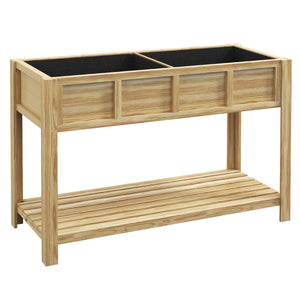 Fioriera Rialzata 115x46x75 cm con Ripiano Inferiore Divisorio Fori di Drenaggio in Legno