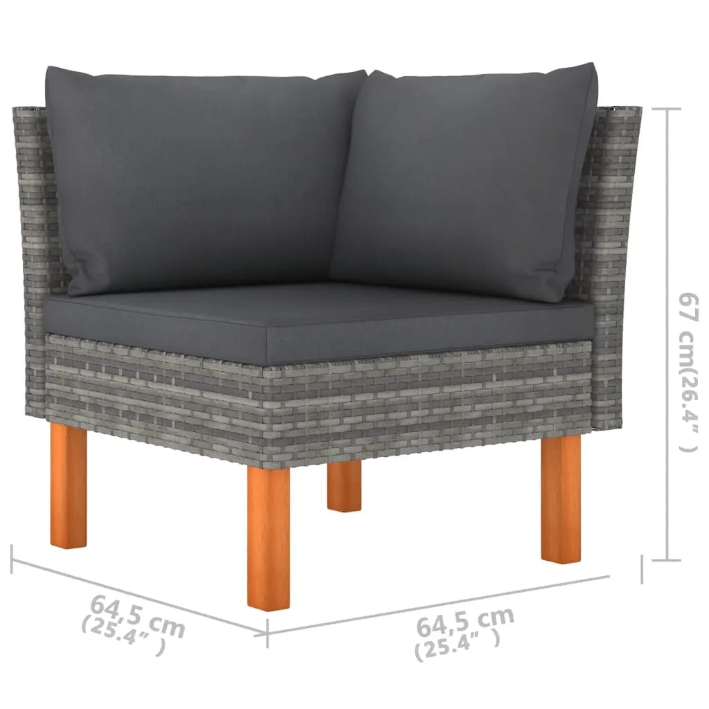 Set Divani da Giardino 6 pz con Cuscini in Polyrattan Grigio 3059715