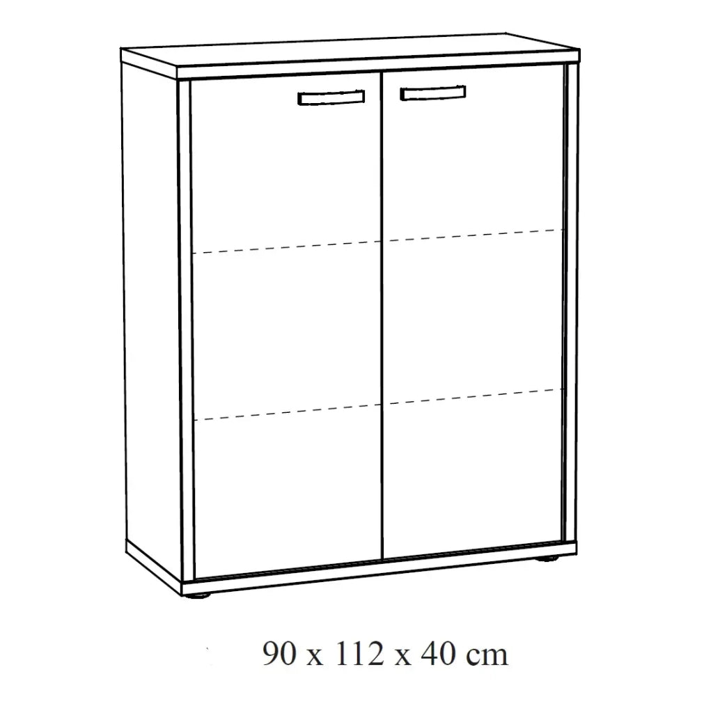Mobile da ufficio SOON – Armadietto con 2 porte – Rovere Sherman grigio – L90 x H112 x P40 cm