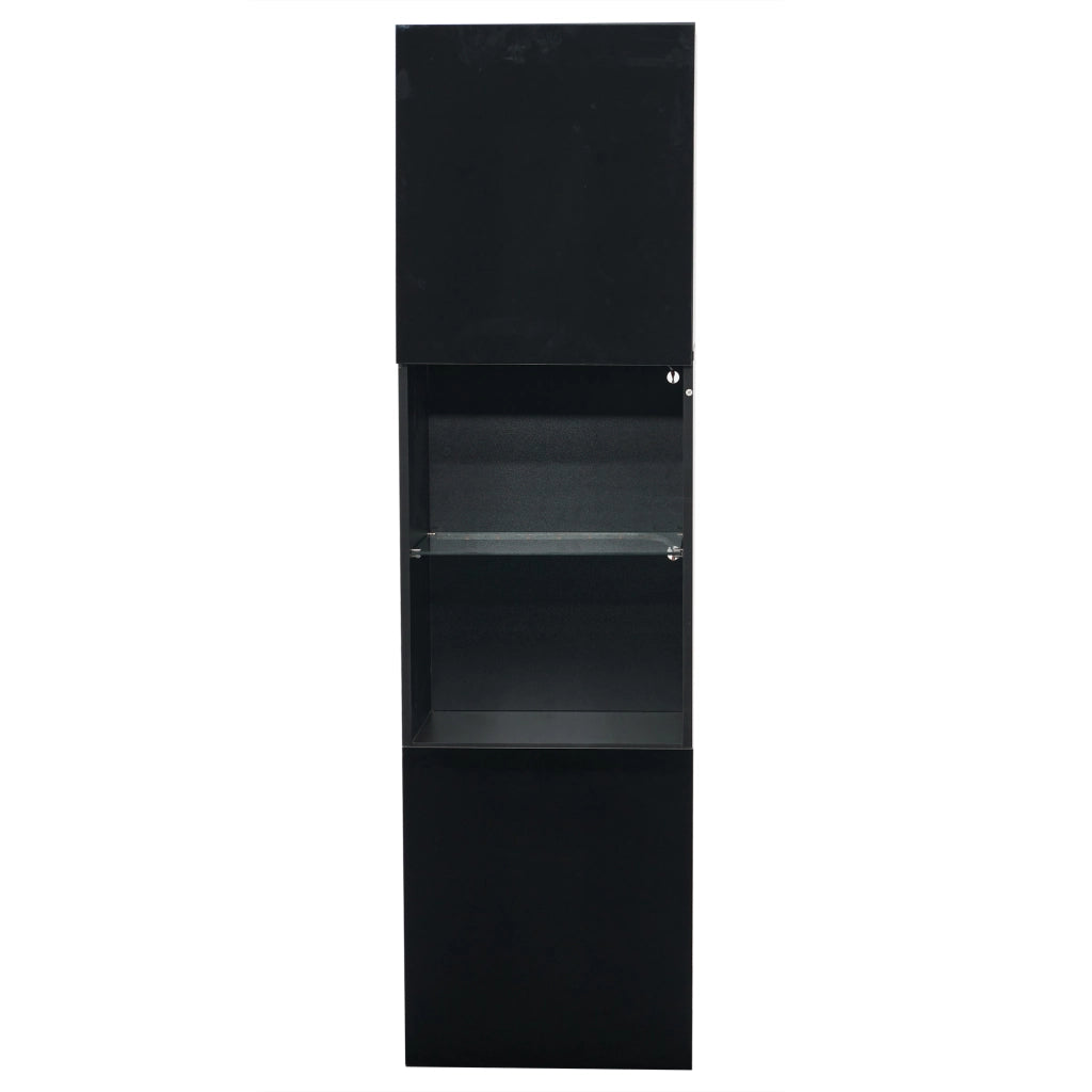 Vetrina a LED nera lucida - Zephmum- 45x35x160 cm- 1 ripiano in vetro