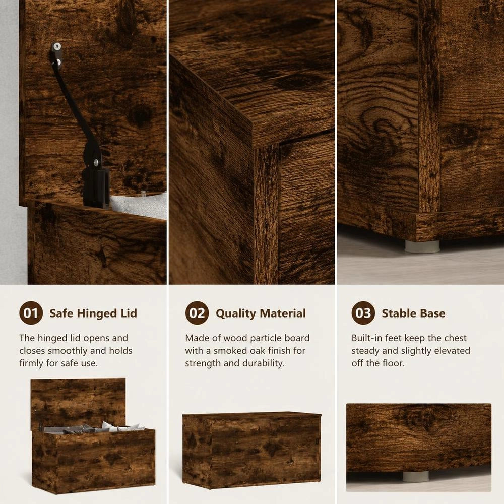 Storage Chest, Smoked Oak, 84x42x46 Cm, Wood Composite