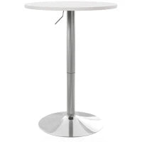 Tavolo da bar rotondo, regolabile in altezza 69-91 cm, con piano girevole a 360°, Bianco e argento