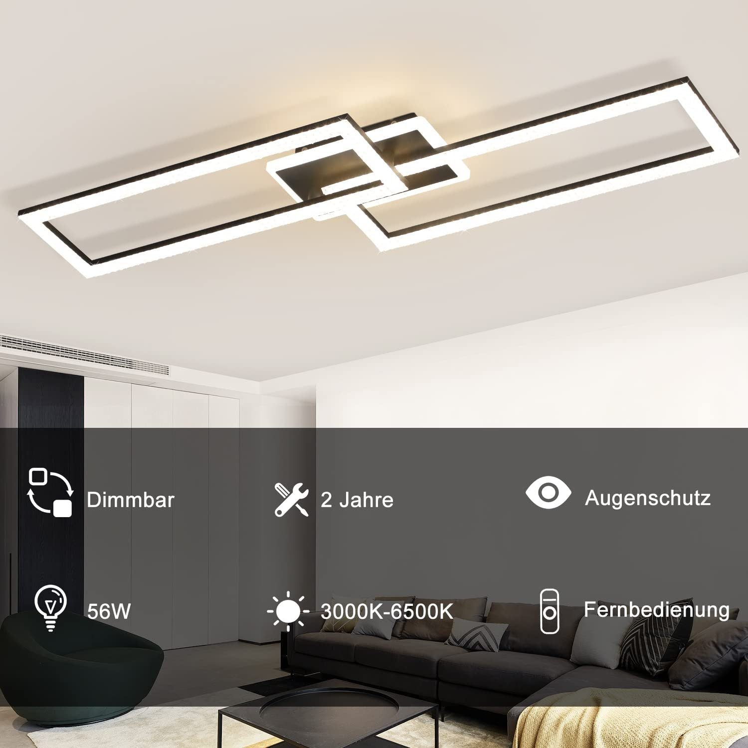 ZMH Lampada da soffitto LED in cristallo dal design moderno con telecomando - 56 W