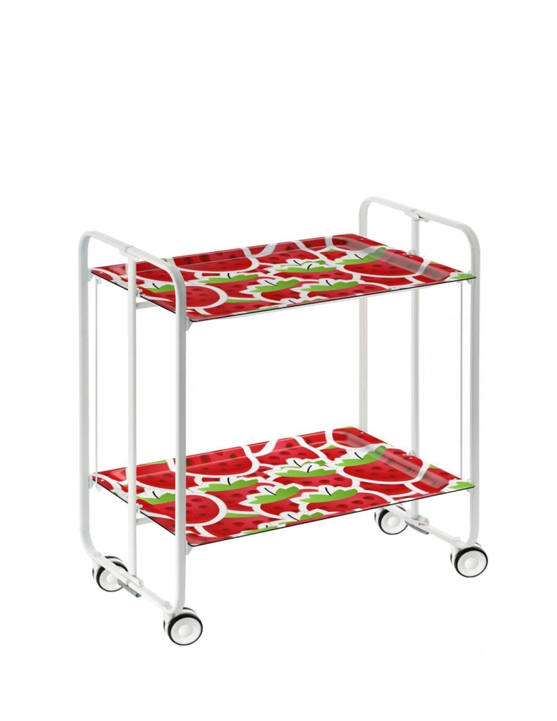 Carrello da cucina pieghevole bianco con ruote BAUHAUS 2 ripiani