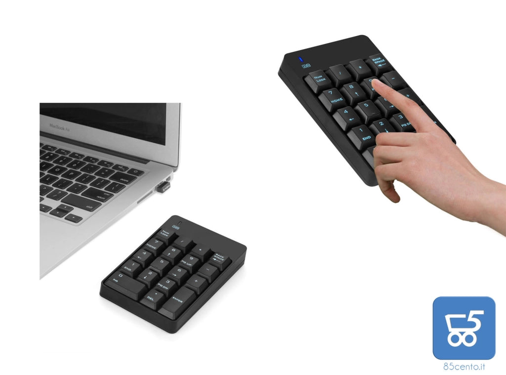 Tastiera numerica Wireless Tastierino numerico Portatile 18 Tasti con Mini Ricevitore USB 2.4G per Notebook Laptop, Desktop, Surface PRO, PC - Nero