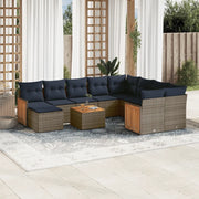 Set Divani da Giardino 11 pz con Cuscini Grigio in Polyrattan 3228245