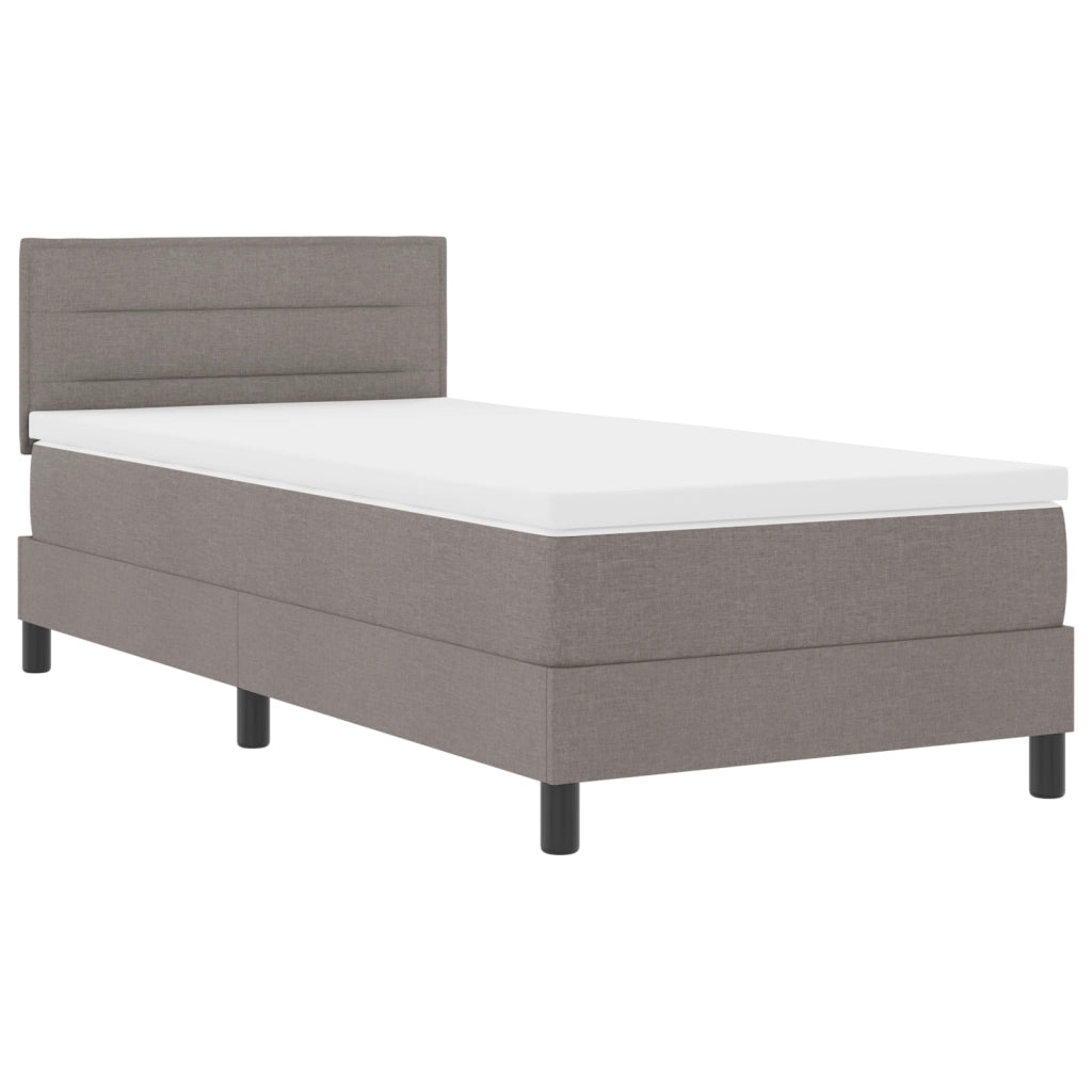 Letto con box spring e materasso taupe 90x200 cm in tessuto