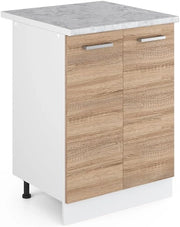 Mobiletto base cucina R-Line, Sonoma, 60 cm, PL Marmo, per la libera combinazione all'interno di sistemi cucina modulari