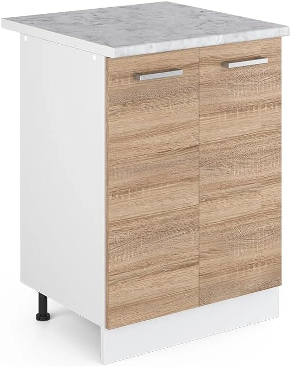 Mobiletto base cucina R-Line, Sonoma, 60 cm, PL Marmo, per la libera combinazione all'interno di sistemi cucina modulari