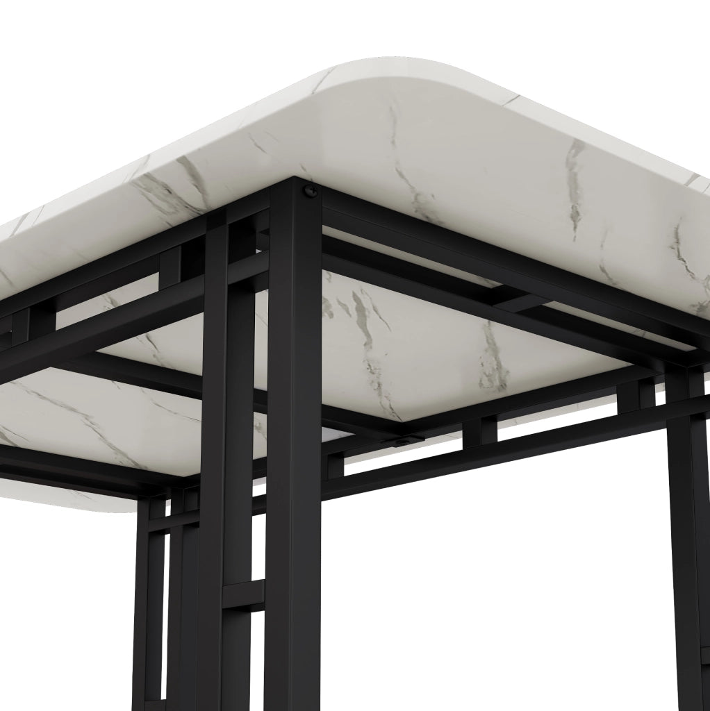 Tavolo da pranzo moderno con gambe in metallo MDF bianco e nero