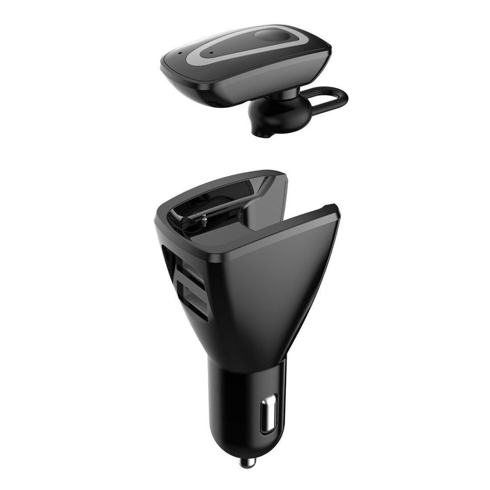 Trade Shop - Cuffia Auricolare Bluetooth V4.0 Universale Caricatore Auto Presa Accendisigari -
