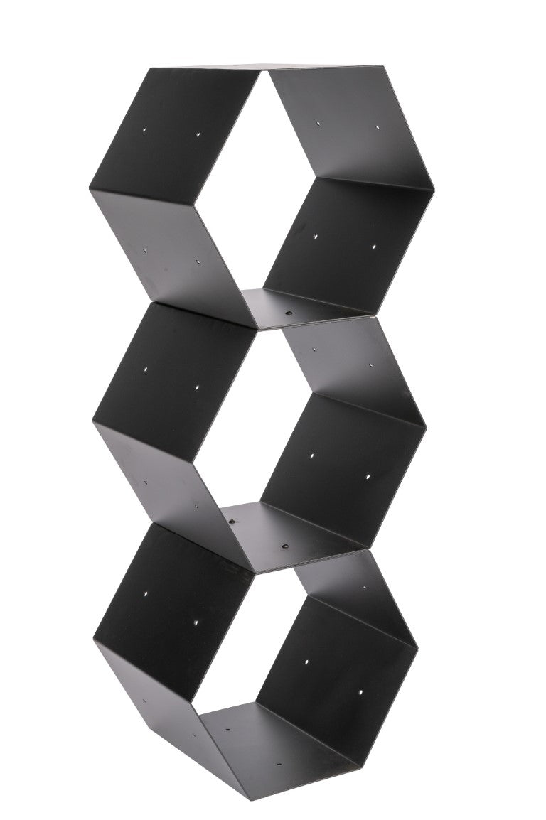 Portalegna per Camino 40x30x35cm in Ferro Verniciato Nero Opaco