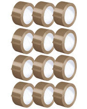 Nastro Adesivo Da Imballaggio Pacchi 50mm x 66 Metri Acrilico Resistente All'Acqua Silenzioso Sigilla Spedizioni Protezione Per Trasloco Prodotto Italiano Avana - 12 Rotoli