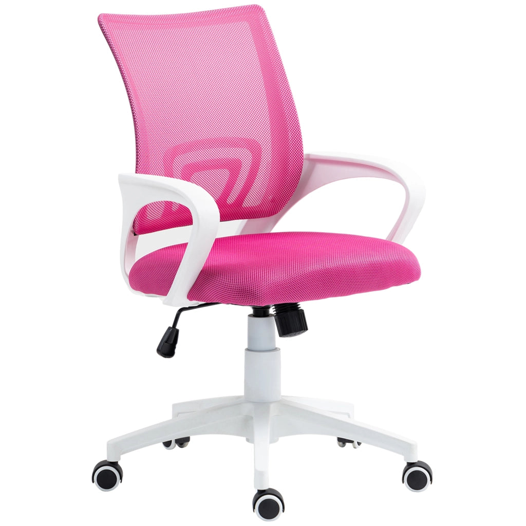 Sedia da ufficio girevole in rete con schienale regolabile e braccioli ¨C zephmum ¨C rosa