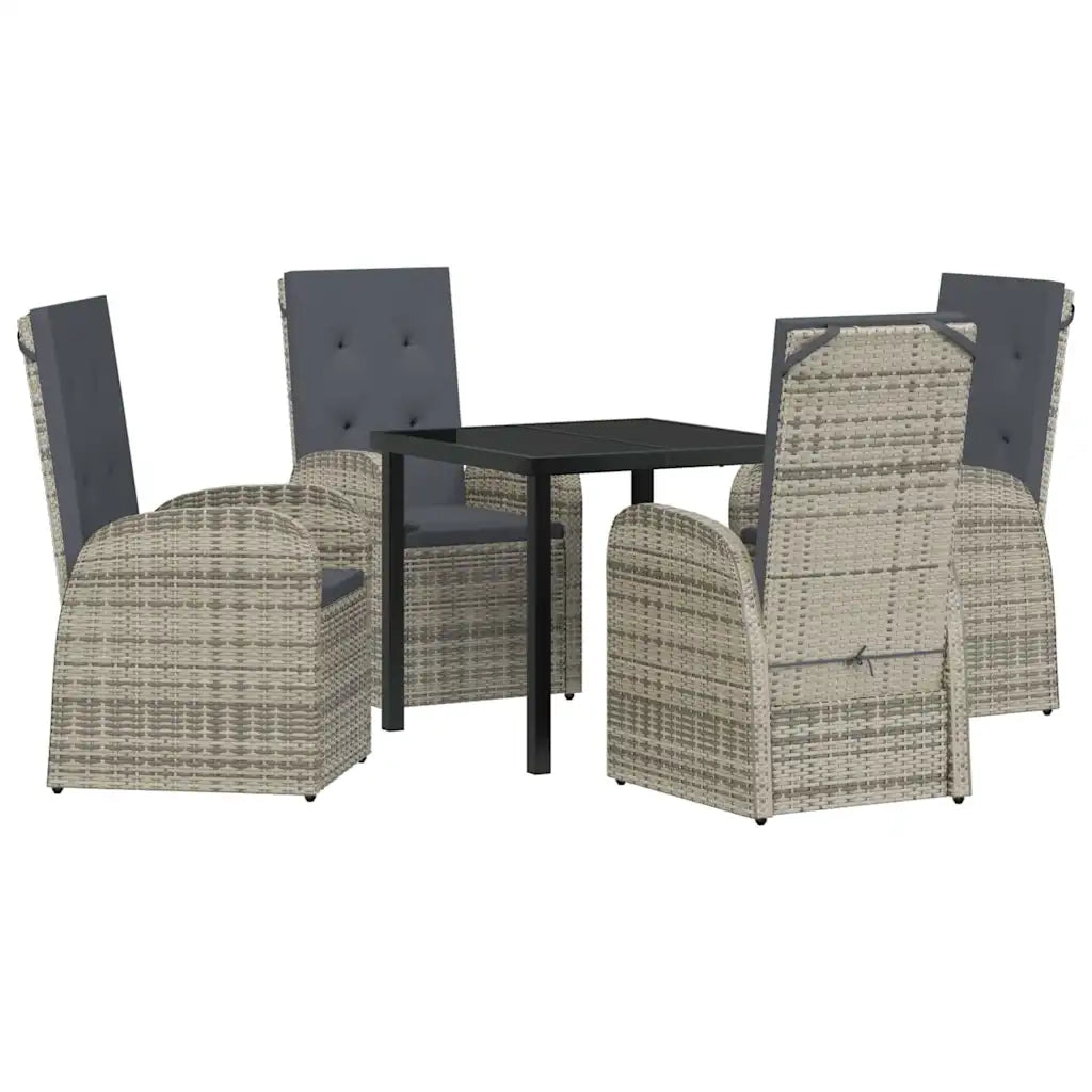 Set da Pranzo per Giardino con cuscino 5 pcs Grigio polyrattan 3379479