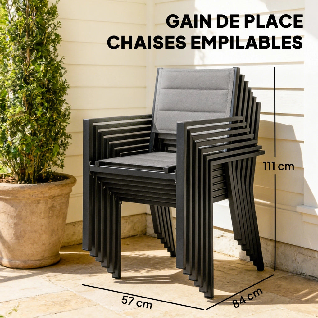 Tavolo da pranzo allungabile con sedie ¨C zephmum ¨C grigio 90x180x75 cm