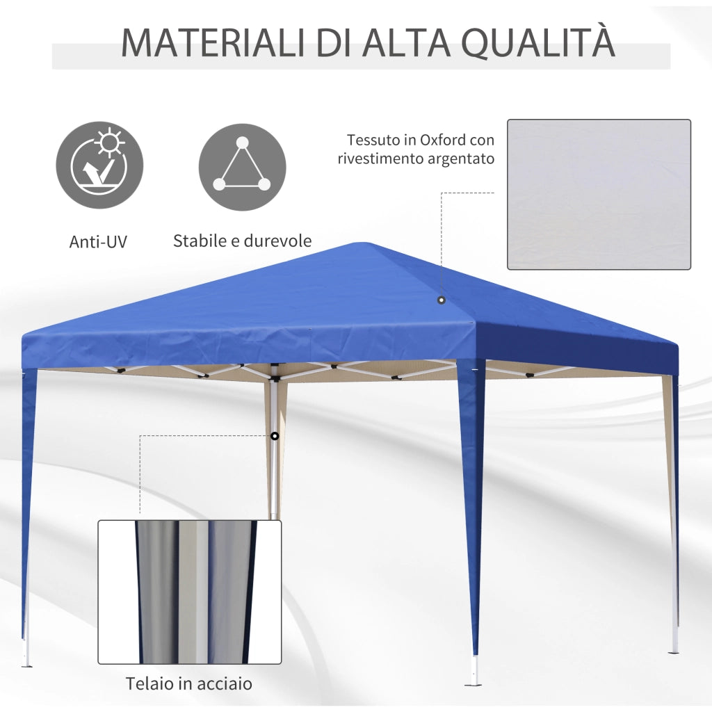 Gazebo 3x3 m ¨C zephmum ¨C Acciaio, Tessuto Oxford, Blu
