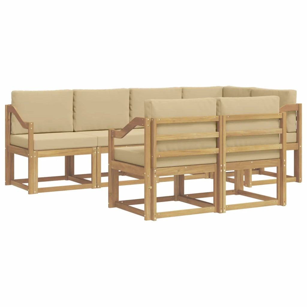 Set di divani da esterno 7 pcs Bianco e Beige Poliestere 3387787