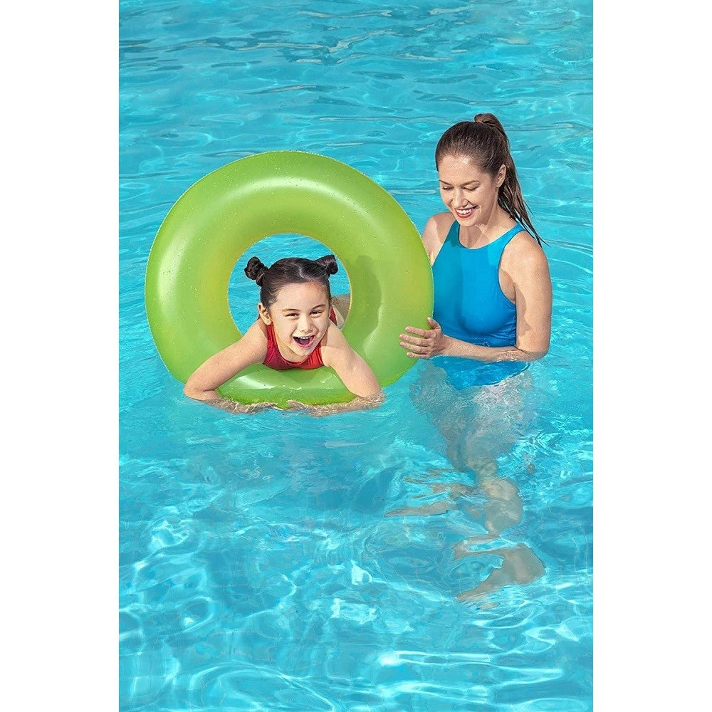 Trade Shop - Ciambella Salvagente Gonfiabile Per Bambini Trasparente Neon Nuoto 76 Cm 36024 -