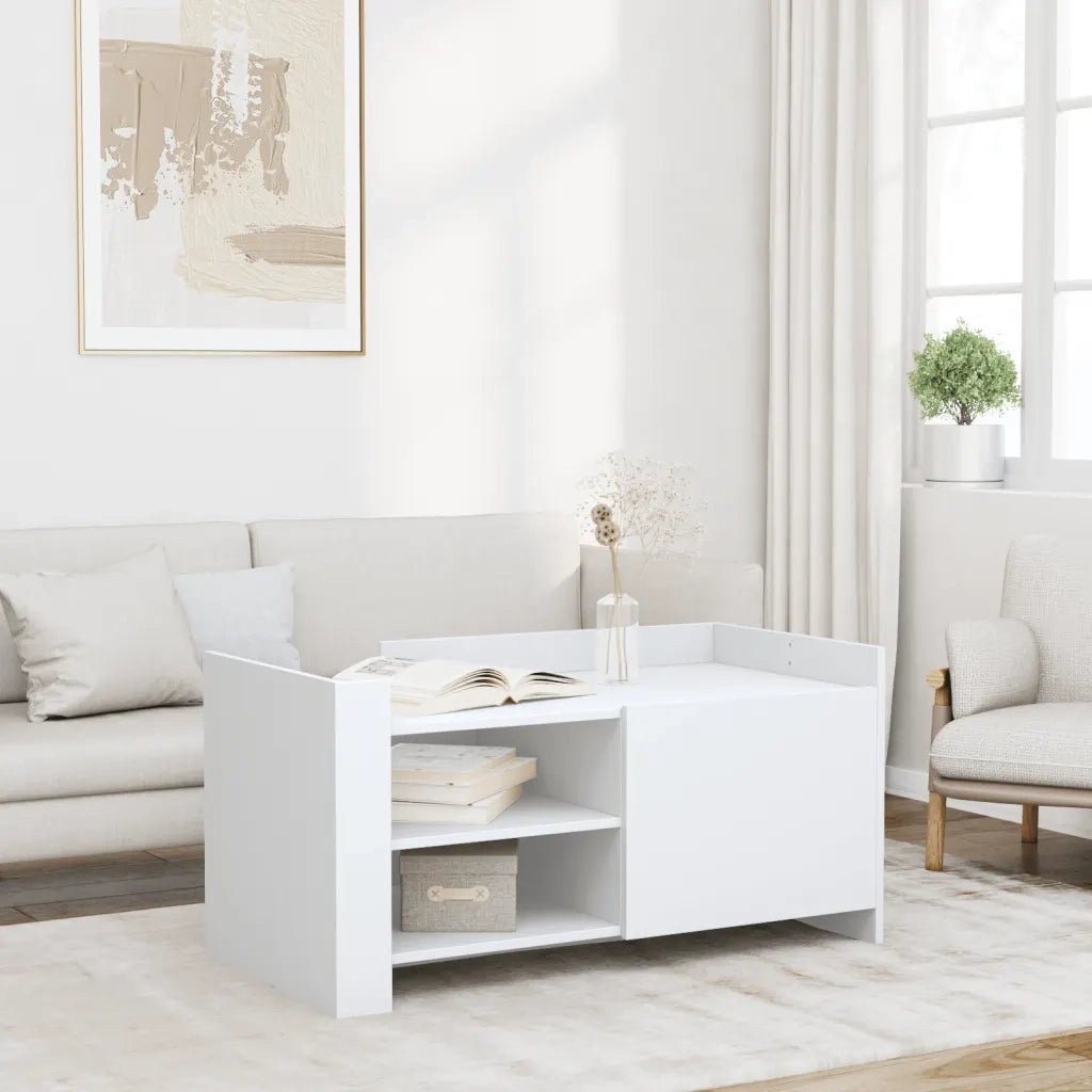 Tavolino da salotto | Tavolino da caff¨¨ | Tavolino da Soggiorno Bianco 100x50x50 cm in Legno Multistrato