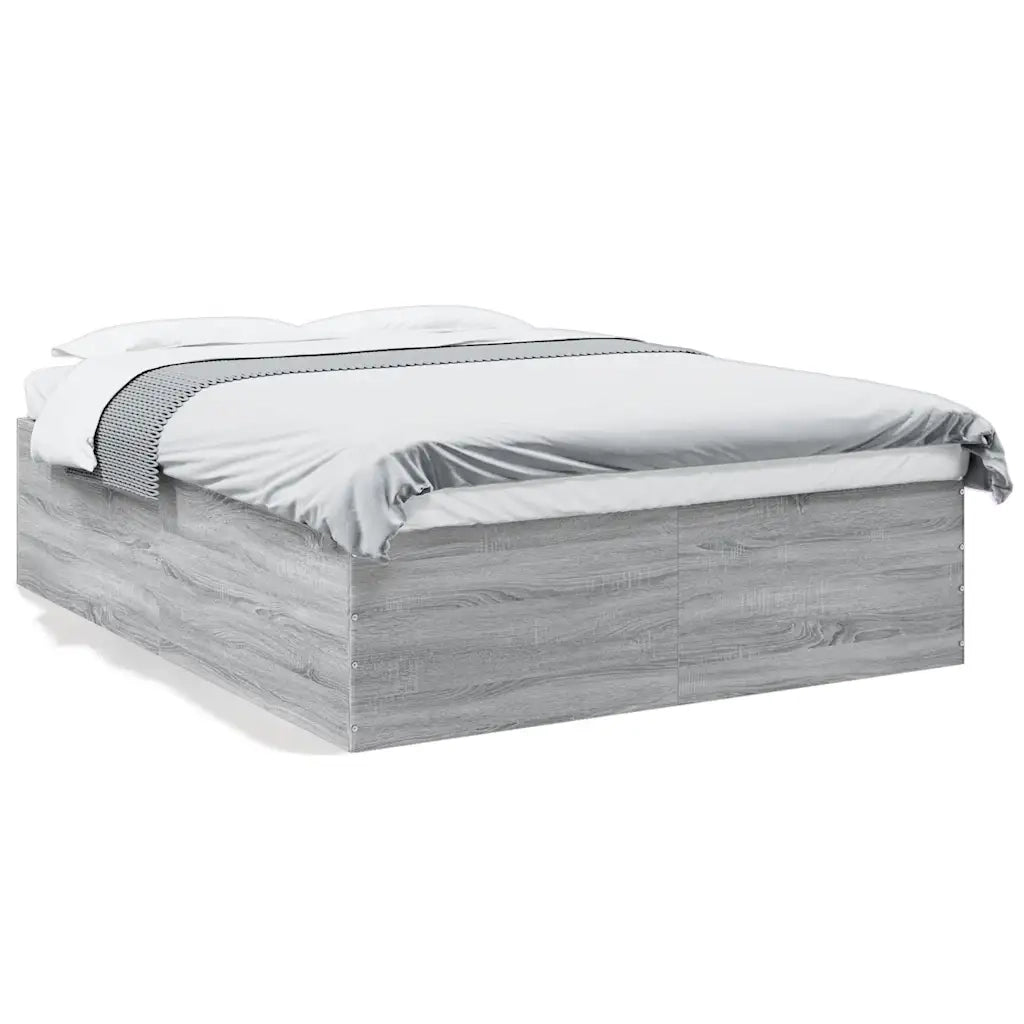 Letto matrimoniale | Letto per adulti | Giroletto Grigio Sonoma 150x200 cm in Legno Multistrato