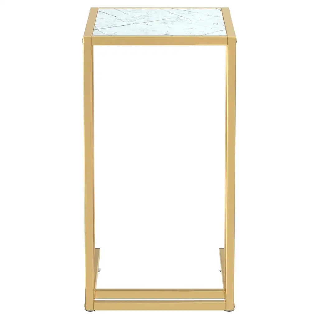 Tavolino | Tavolo laterale per Computer Marmo Bianco 50x35x65 cm Vetro Temperato