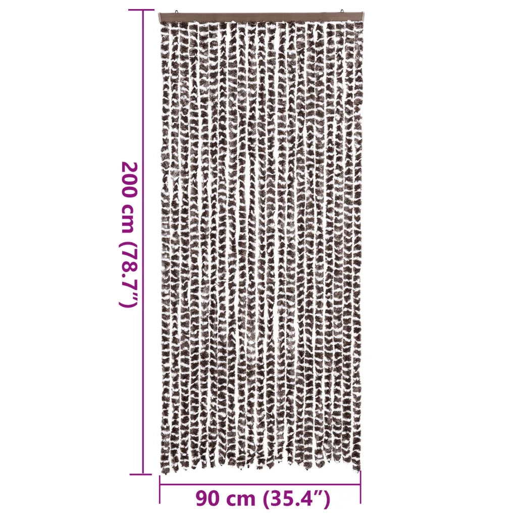 Tenda Antimosche Marrone e Bianca 90x200 cm in Ciniglia CFW4634065