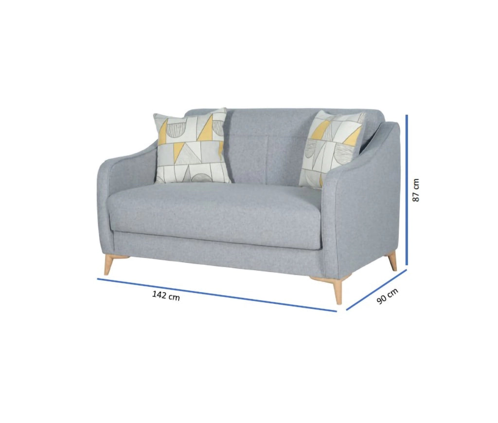 Propata, Divano Letto 2 Posti Contenitore, 142x90 cm Grigio Chiaro