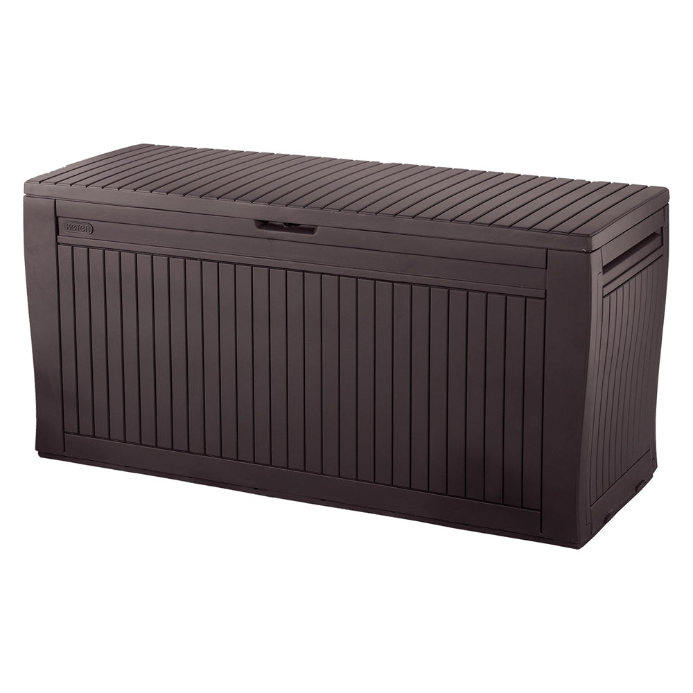 Baule portatutto in resina effetto legno con maniglie e rotelle Comfy Keter