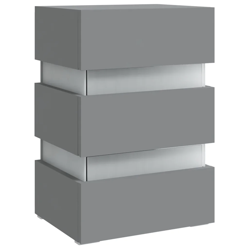 Comodino con Luci LED Grigio 45x35x67 cm in Legno Multistrato 326842