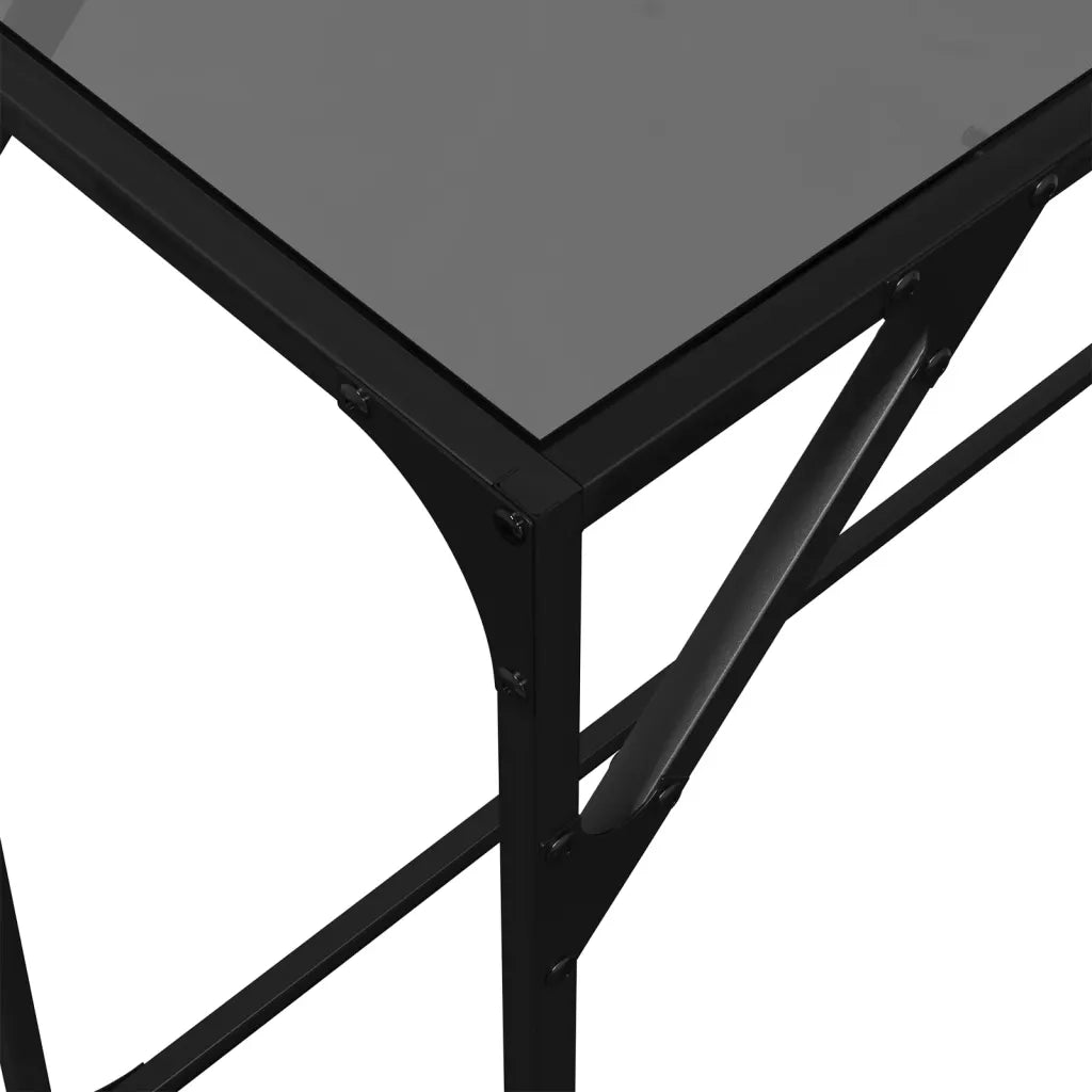 Tavolino Consolle | Tavolo d'Ingresso con Piano in Vetro Nero 98x35x81cm in Acciaio